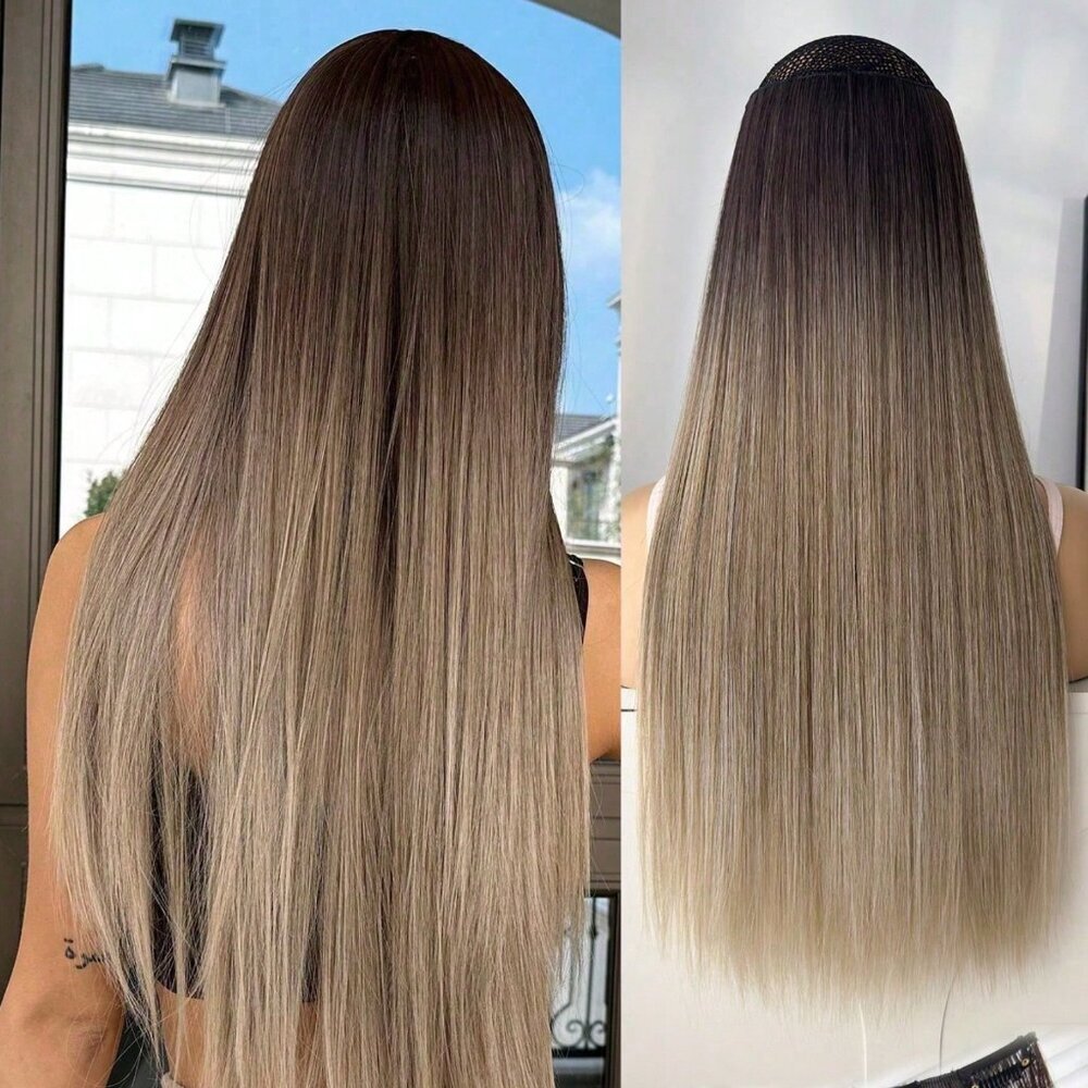 Dirty Blonde Ombre Straight hair Clip in Extensions - Human hair blend